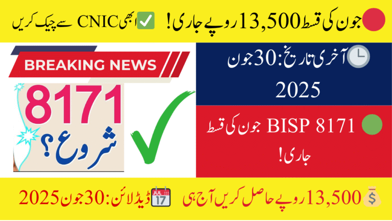 BISP 8171 June 2025 Payment Check by CNIC
